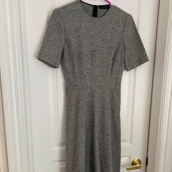 Zara wool/cotton grey midi dress size XS - Picture 4 of 5